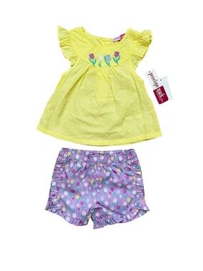 Penelope Mack Girls 12M Tulip Floral 2pc Set Top Shorts NWT Easter Spring